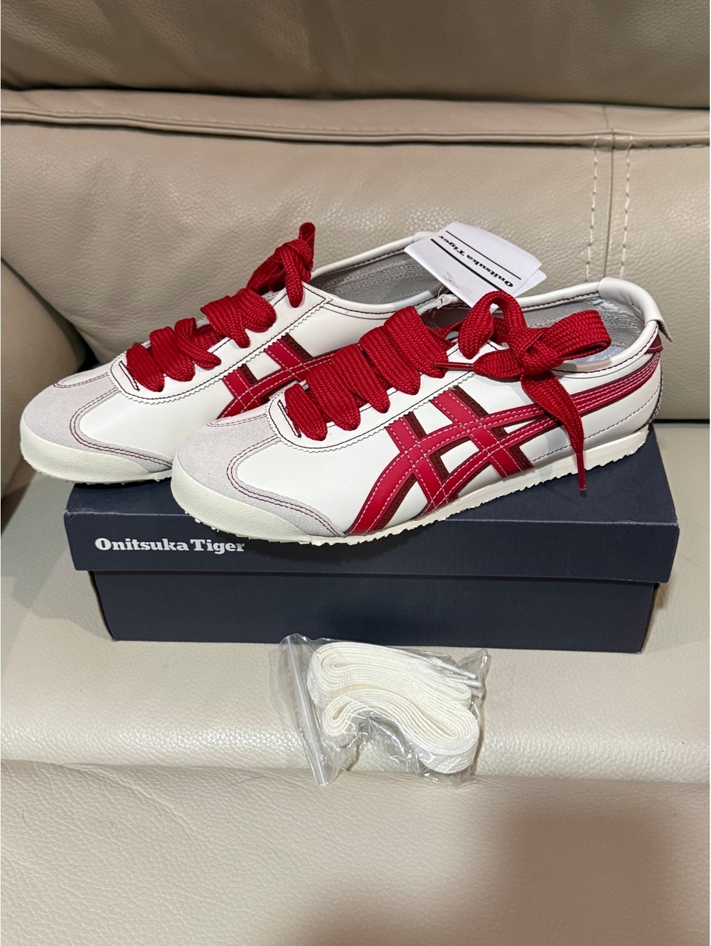 Onitsuka Tiger Mexico 66 "Cream/Red" Sneakers Unisex Size US 6.5 / Women's 8